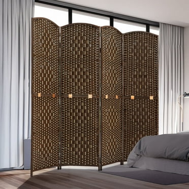 Jostyle 4 Panel Room Divider Folding Privacy Screens 6ft Tall Room Dividers Screen Divider Wall for Room Separation Partition Portable Brown Freestanding