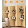 thumbnail image 1 of Jostyle 6 Panel Room Divider Privacy Screen with Storage Shelves - Foldable Partition with Sturdy Pine Wood Frame & Breathable Bamboo-Hemp Fabric for Living Room, Bedroom, Office Natural Wood Tone, 1 of 9
