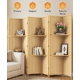thumbnail image 1 of Jostyle 6 Panel Room Divider Privacy Screen with Storage Shelves - Foldable Partition with Sturdy Pine Wood Frame & Breathable Bamboo-Hemp Fabric for Living Room, Bedroom, Office Natural Wood Tone, 1 of 9