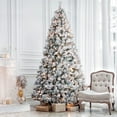 thumbnail image 1 of Jostyle 9ft Pre-lit Snow Flocked Artificial Christmas Tree with Pinecones Hinged PVC Branches, 550 Clear Lights, Metal Stand Realistic Full Shape for Home, Office, Holiday Decoration, 1 of 7