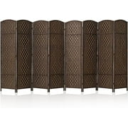 Jostyle Extra Wide Room Divider Panel of 8 Privacy Screen Freestanding Rattan Room Separator for Enhanced Privacy Brown