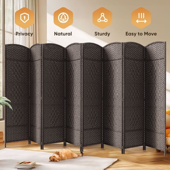 Jostyle Room Divider 6ft. Tall Extra Wide Extra Wide Privacy Screen, Folding Privacy Screens with Diamond Double-Weave Room dividers and Freestanding Room Dividers Privacy Screens (Espresso, 6-Panel)