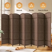 Jostyle Room Divider 6ft. Tall Extra Wide Privacy Screen, Folding Privacy Screens with Diamond Double-Weave Room dividers and Freestanding Room Dividers Privacy ScreensMocha, 8-Panel