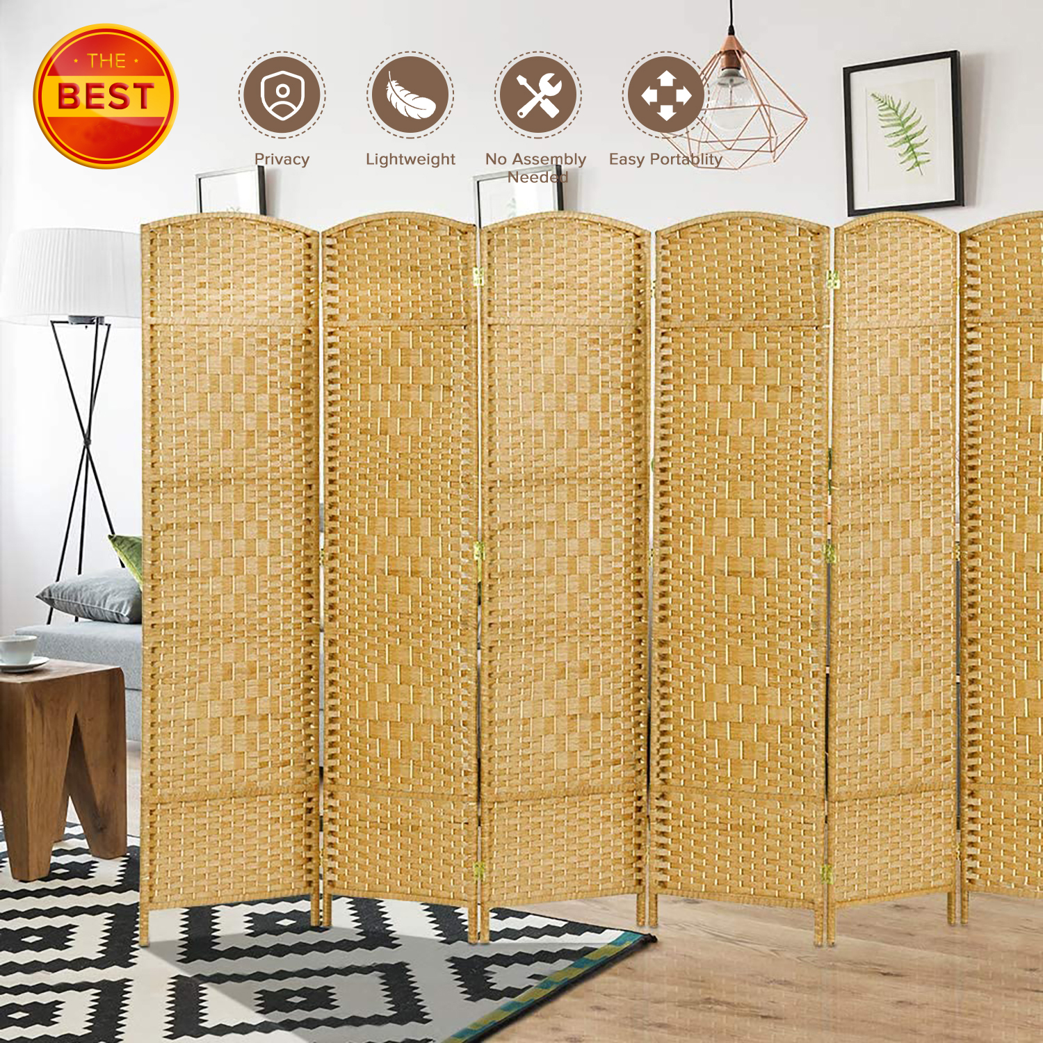 Jostyle Room Divider 6ft. Tall Extra Wide Privacy Screen, Folding Privacy Screens - image 1 of 12