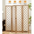thumbnail image 1 of Jostyle 4 Panel Room Divider Privacy Screen - Foldable Partition with Natural Paulownia Wood Frame, Diamond Pattern Non-Woven Fabric for Living Room, Bedroom, Office Espresso & White, 1 of 11