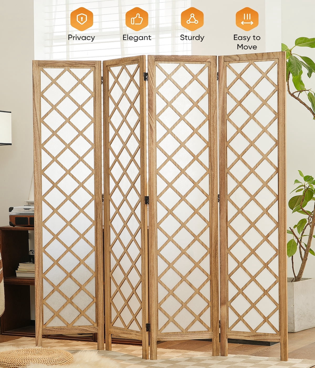 Jostyle 4/6 Panel Room Divider Privacy Screen - Foldable Partition Wood Frame