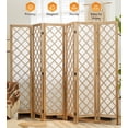 thumbnail image 1 of Jostyle 6 Panel Room Divider Privacy Screen - Foldable Partition with Natural Paulownia Wood Frame, Diamond Pattern Non-Woven Fabric for Living Room, Bedroom, Office Espresso & White, 1 of 11