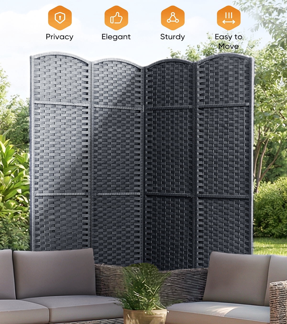 Windproof Room Jostyle 4 Panel All-Weather Room Divider Privacy Screen, Durable ...