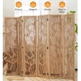 thumbnail image 1 of Jostyle 6 Panel Solid Wood Room Divider Privacy Screen - Freestanding Folding Partition with Feather Openwork Design, Paulownia Wood Frame Natural, No Assembly for Living Room, Bedroom, Office, 1 of 12