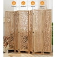 thumbnail image 1 of Jostyle 6 Panel Solid Wood Room Divider Privacy Screen - Freestanding Folding Partition with Leaves Openwork Design, Paulownia Wood Frame Natural, No Assembly for Living Room, Bedroom, Office, 1 of 12