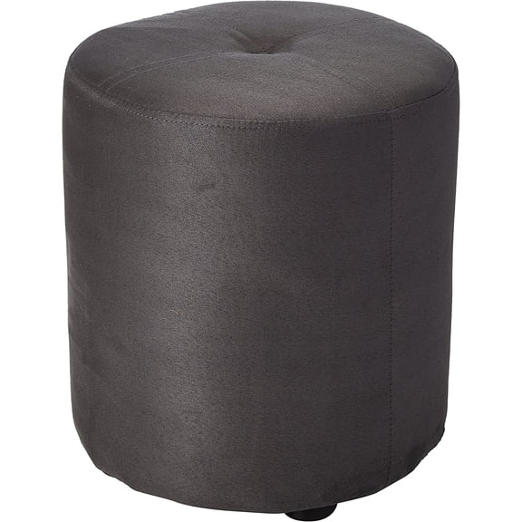 Josue Round Ottoman Stool, Gray Microfiber
