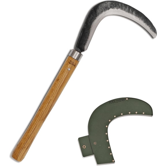Josun Sickle Left-Handed - Hand-Forged Handmade Korean Weeding and Brush Clearing Tool with Razor-Sharp Blade and Chestnut Wood Handle