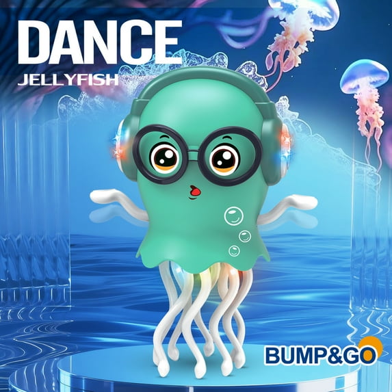 Josunlealy Electric Dancing Jellyfish Toy, Electric Auto-Avoid Crawling Jellyfish Rechargeable with LED & Music,Smart-Tentacle Explorer