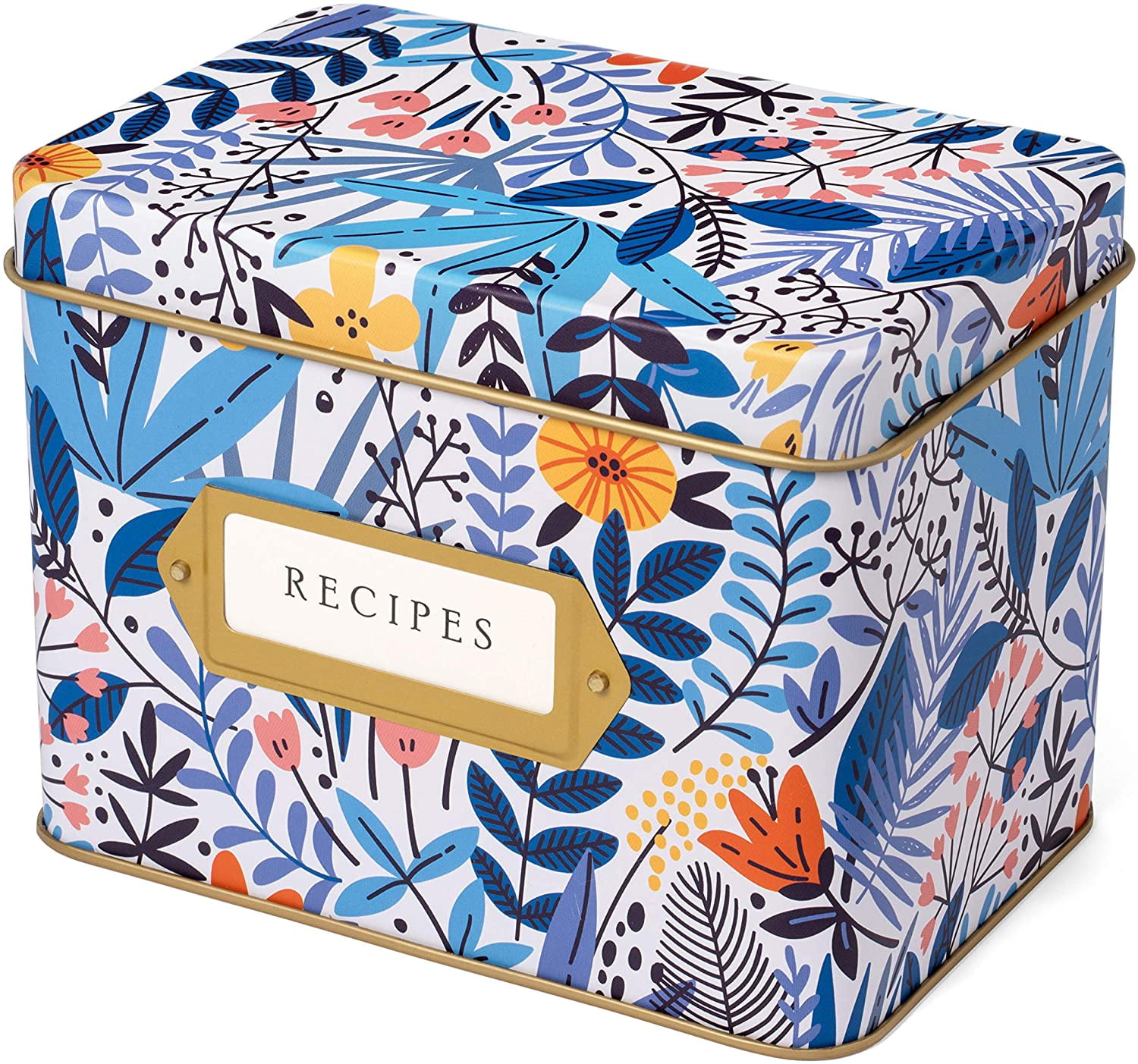 Jot & Mark Recipe Card Complete Gift Box (Wildflower) | Decorative Tin Box, Recipe Cards, Index Dividers (14 dividers, 50 4x6 inch cards, 1 box)