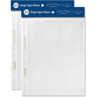Recipe Sheet Protectors 8.5x11'' for Recipe Binder (25 Sleeves) Top-Loading Plastic Sleeves, Clear Sheet Protectors for 3 Ring Binder, Convenient