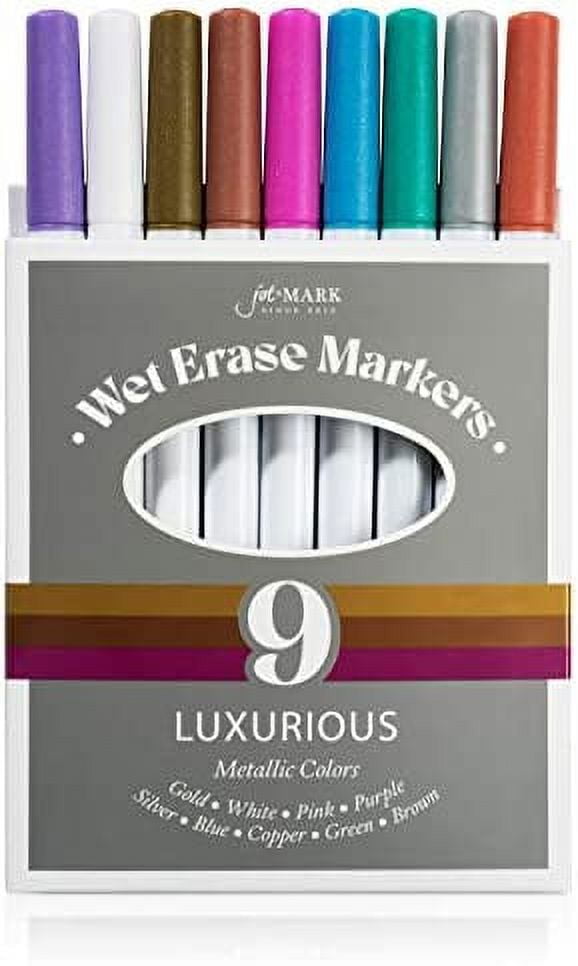 Jot & Mark Wet Erase Markers Metallic Colors for Writing Safely on