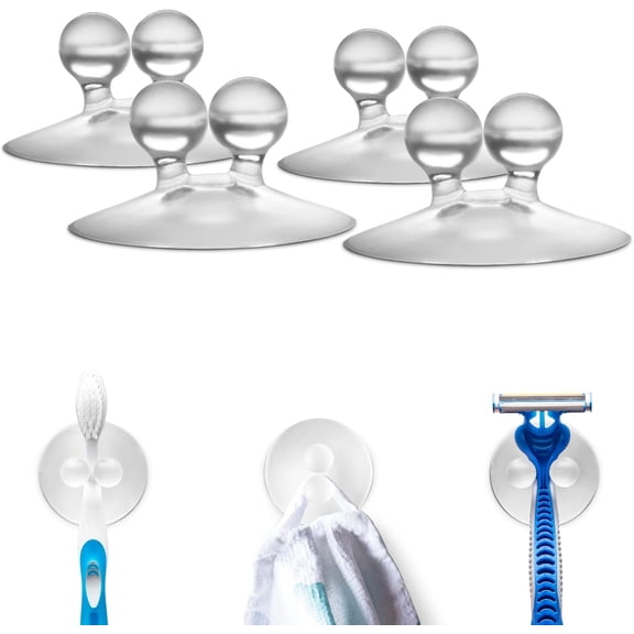 Jot Super Strong, Everyday, Multi-Purpose PVC Suction Hooks & Holders - Pack of 4, Clear