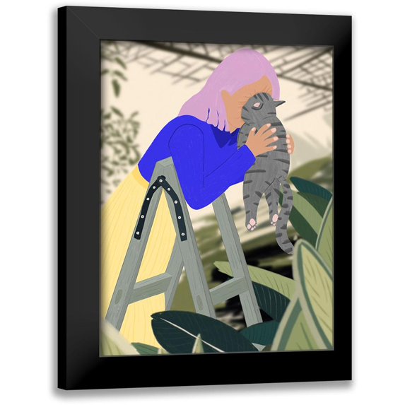 Jotadejai 19x24 Black Modern Framed Museum Art Print Titled - Hi Kitty-I love you!