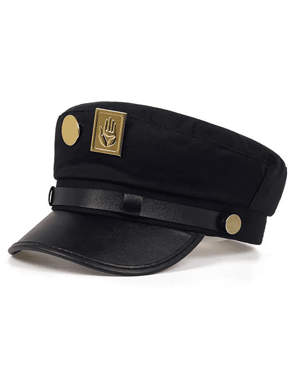 Jotaro Hat Jotaro Kujo Anime Cosplay Cap Black with Metal Badge,JJBA Anime Cosplay