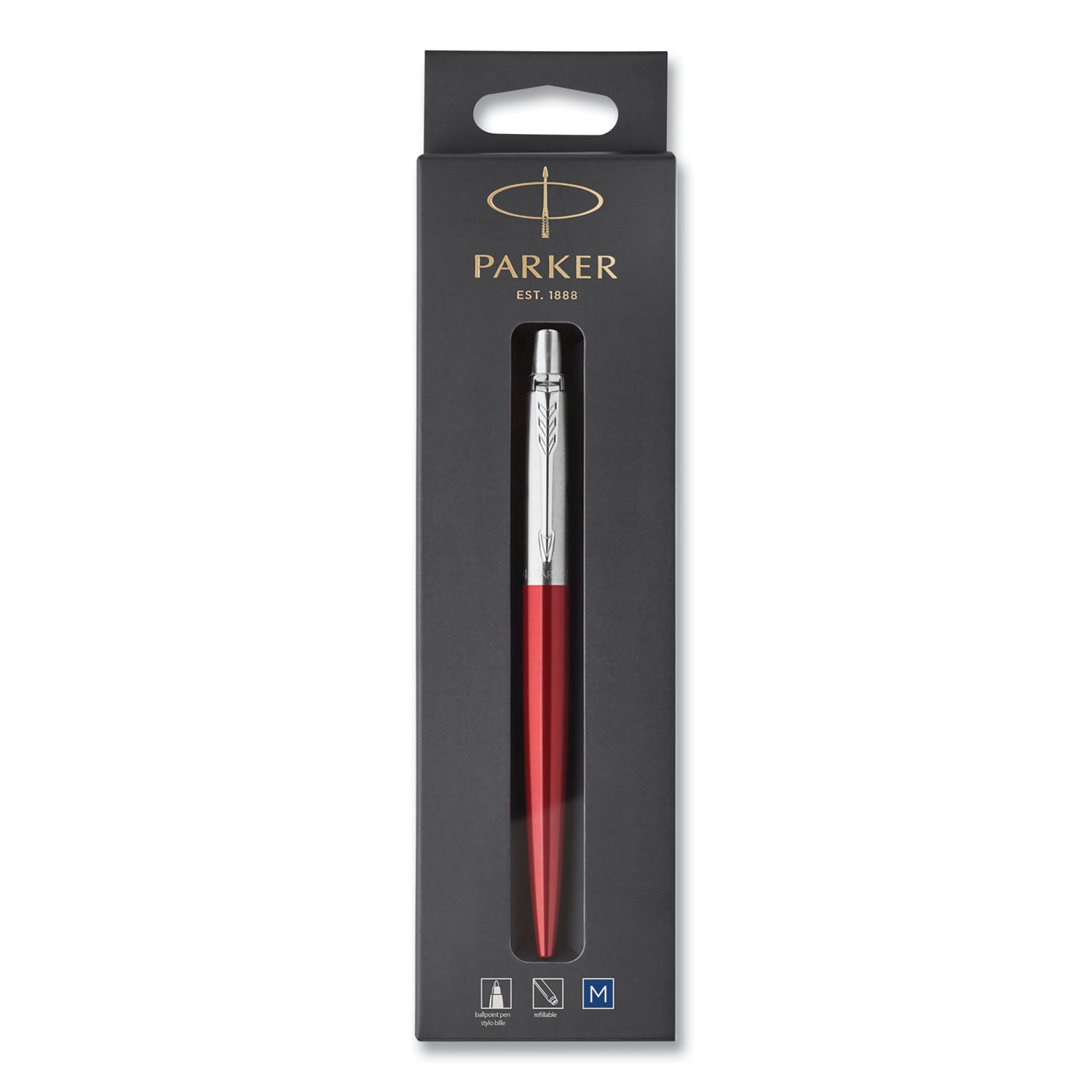 Jotter Ballpoint Pen, Retractable, Medium 0.7 mm, Blue Ink, Kensington Red/Chrome Barrel Jotter Ballpoint Pen, Retractable, Medium 0.7 mm, Blue Ink, Kensington Red/Chrome Barrel