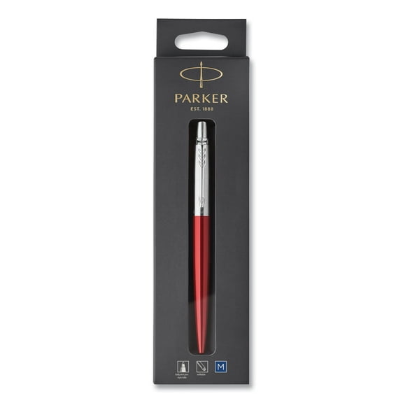 Jotter Ballpoint Pen, Retractable, Medium 0.7 mm, Blue Ink, Kensington Red/Chrome Barrel | Bundle of 5 Each
