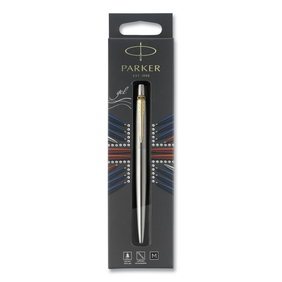 Jotter Rollerball Pen, Medium Point 0.7 mm, Black Ink, Stainless Steel Barrel | Bundle of 5 Each