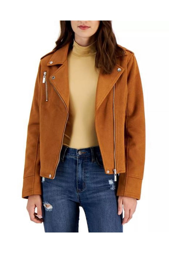 Juniors' Brandy Faux-Suede Moto Jacket , Medium