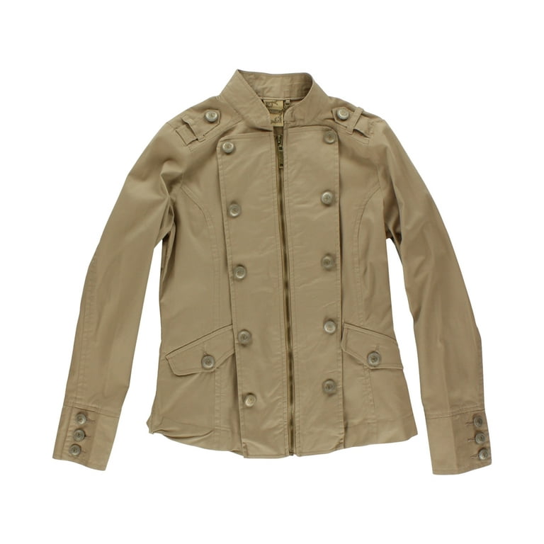 Jou Jou Womens Double Button Zip Up Peacoat Camel S Color Camel