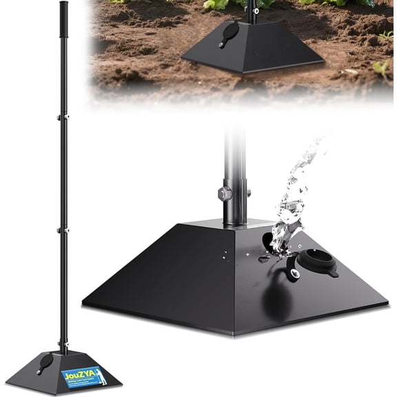 JouZYA Heavy Duty Tamper Tool, Adjustable Weight Base, 10"x10" Steel Compactor Plate, 49" All-Steel Handle, Ergonomic Grip for Soil, Asphalt, Gravel & Paver Compaction
