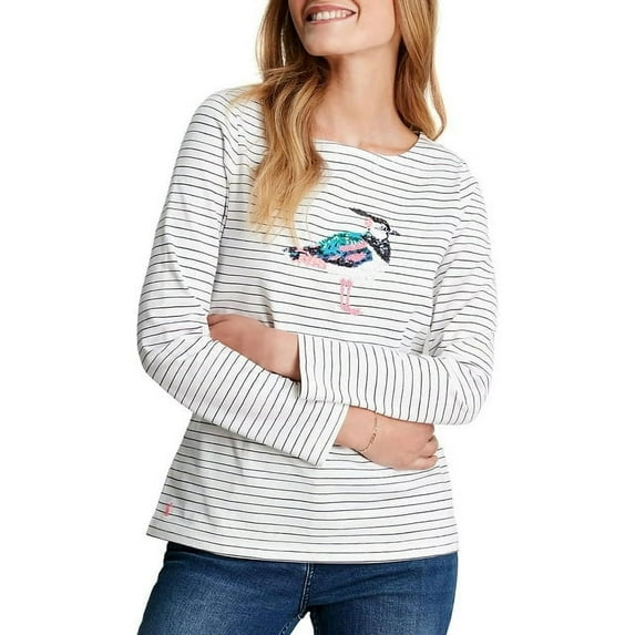 Joules Women's Harbour Luxe Long Sleeve T-Shirt - Cream Lapwing US 6/Small