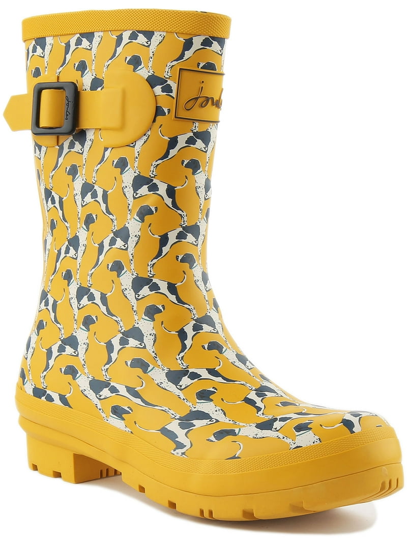 Joules Molly Welly Women's Dog Printed Rain Boot In Yellow Size
