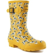 Joules Molly Welly Women's Dog Printed Rain Boot In Yellow Size 7