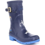 Joules Molly Welly Women's Dog Printed Waterproof Boot In Navy Size 10