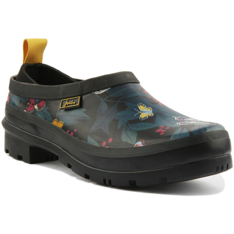 Joules Pop On Women s Slip On Butterfly Print Welly Clog In Black Size 9