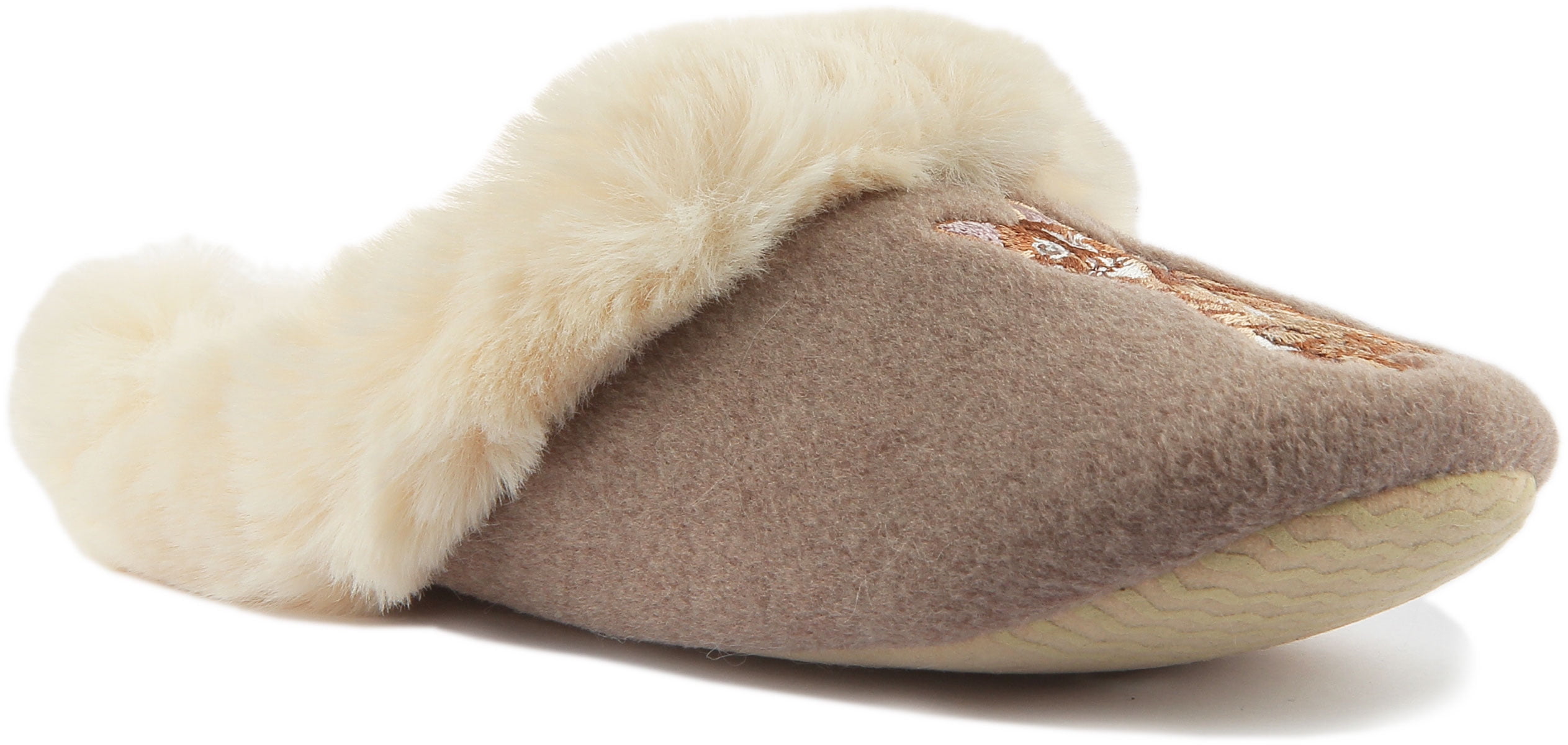 Joules Slippet Luxe Women s Cat Print Felt Indoor Slipper In Taupe Size 9 10