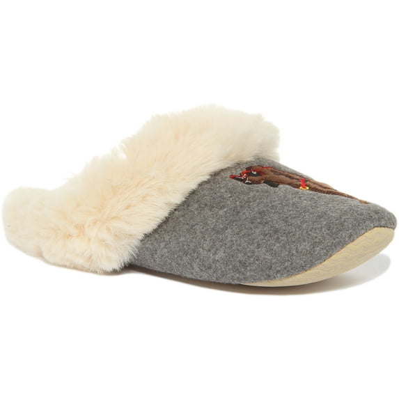 Joules Slippet Luxe Women's Sausage Dog Felt Indoor Slipper In Stone Size 9/10