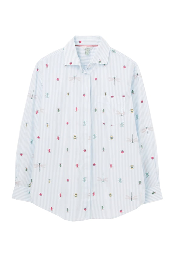Women's Amilla Drop Shoulder Button Down Chalk Blue Bugs Shirt 8