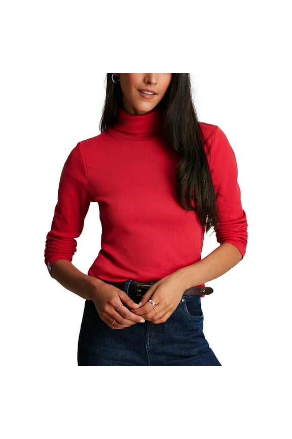 Women's Clarissa Solid Roll Neck Jersey Top, Red, US4