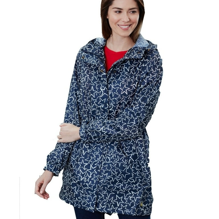 Joules Women s Golightly Print Waterproof Packaway Jacket Navy Star 6