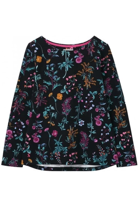 Women's Harbour Luxe Long Sleeve Jersey Top (Black Floral, US 4/Small)