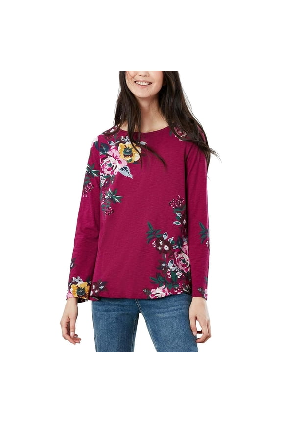 Women's Harbour Print Long Sleeve Jersey Top (Berry Floral, US 6)