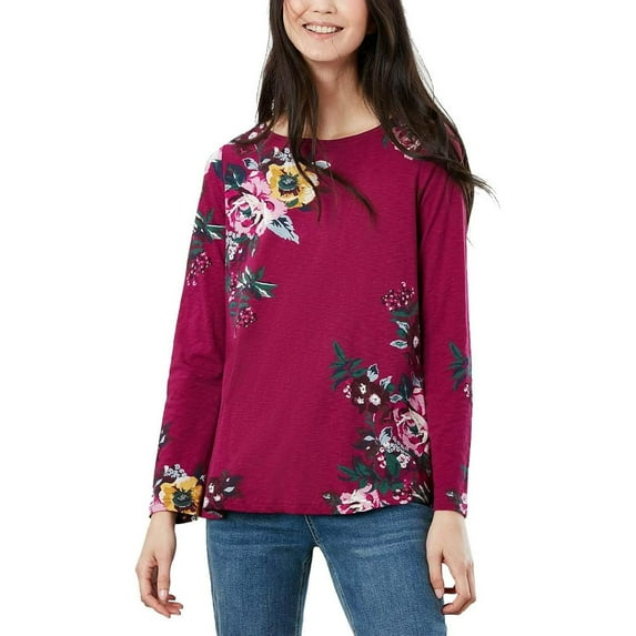 Joules Women's Harbour Print Long Sleeve Jersey Top (Berry Floral, US 6)