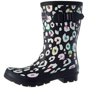 Joules Women's Molly Welly Navy Leopard Size 7 Mid Height Rain Boot (Navy Leopard, 7)