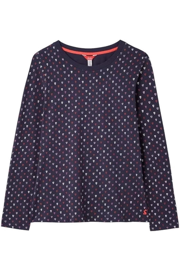 Women's Selma Print Navy Hearts 100% Cotton Shirt Top Blue US4