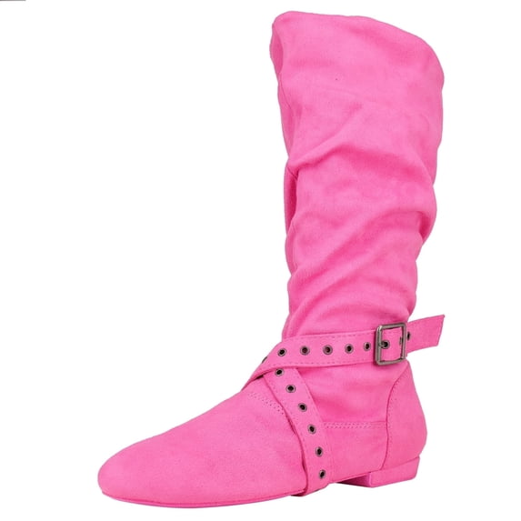 Jouncing Women's Pink Line Dance Boots, Soft Suede Sole Latin Salsa Shoes for West Coast Swing, Comfortable Practice Boots