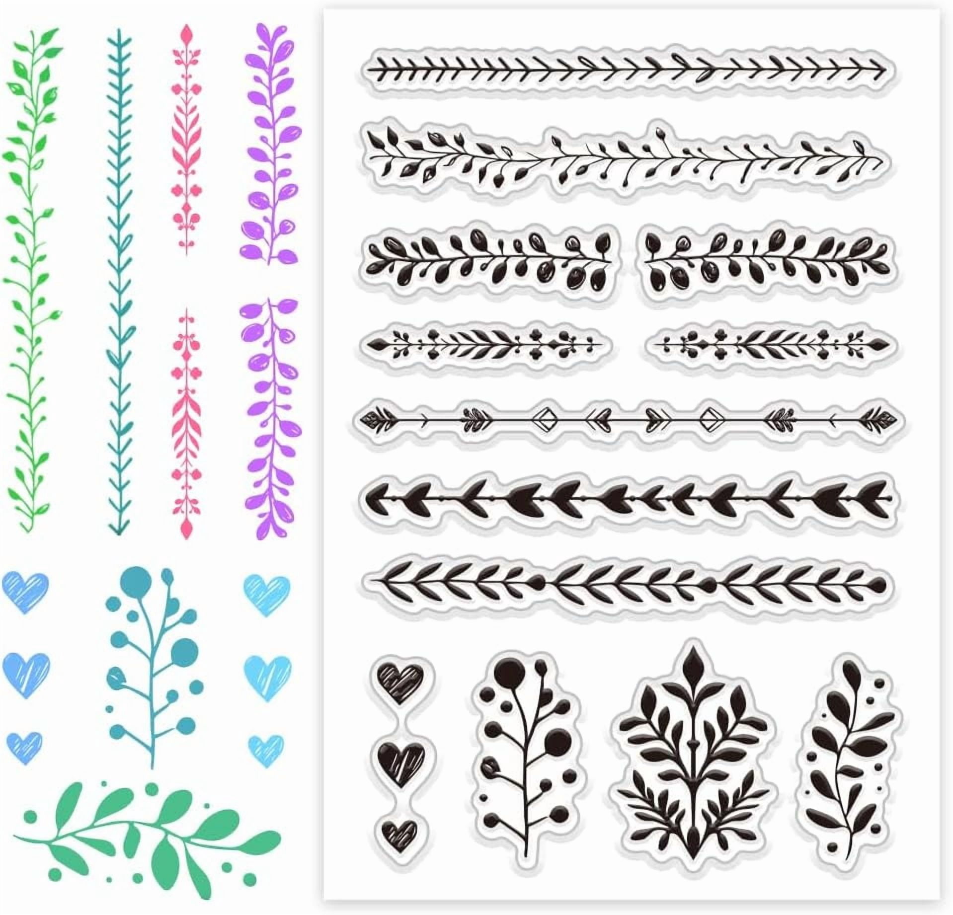 Journal Border Stamp Lace Lines Clear Stamp Leaf Transparent Stamp ...