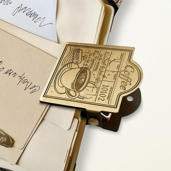 Journal Clip Vintage Coffee Metal Travelers Notebook Clip Decorative Heavy Duty Brass Journal Page Holder Clips