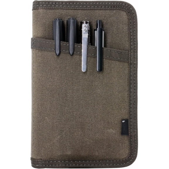 Journal Cover for Field Notes Notebooks Moleskine Cahier 3.5 x 5.5 with zipper pen holder, Water Resistant Pocket Notebook Cover for Journal Notebook planner, Classy Waxed Canvas, Olive