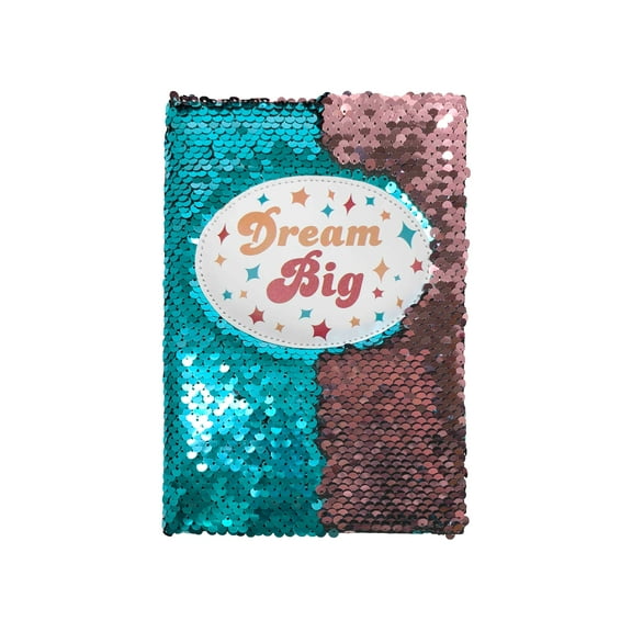 Journal-Dream Big-Sequin (Turquoise W/Rose Gold)