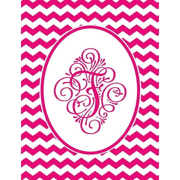 Journal: F Monogram Pink and White Chevron Notebook